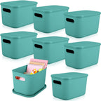 Hoolerry 8 Pieces Storage Bins, 14.2 x 10.2 x 9.5 Inch, Black