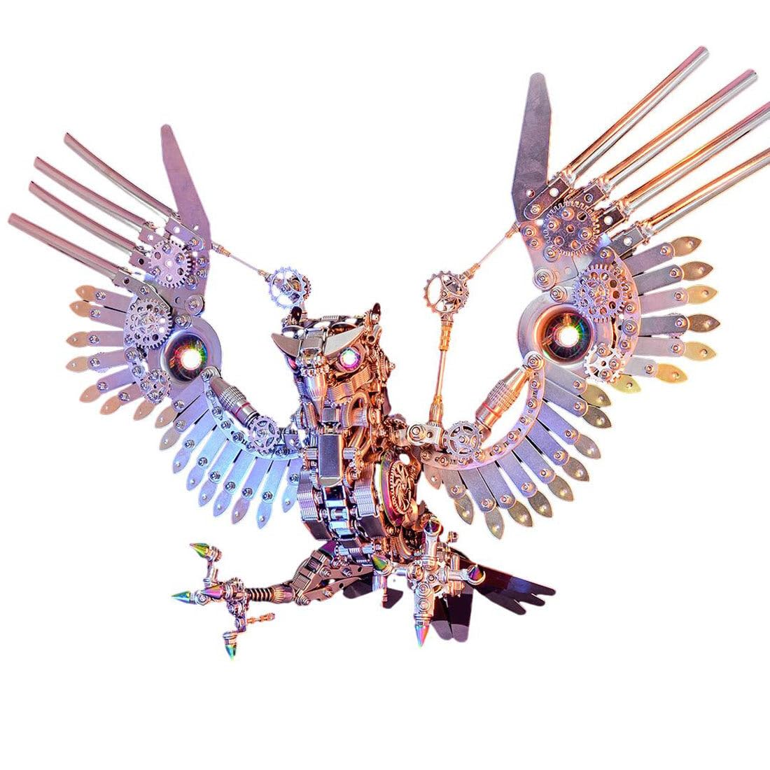 3D Metal Puzzle Half-Body Serpent Model Kit, 400PCS DIY Assemble Steampunk Bio-Mechanical Half-Body Serpent with LED Lights, Creative Handcrafted Art Craft Desktop Display & Decoration for Adults
