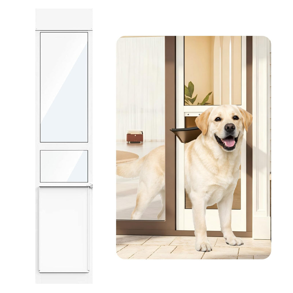 Aluminum Large Dog Door for Sliding Glass Door, White