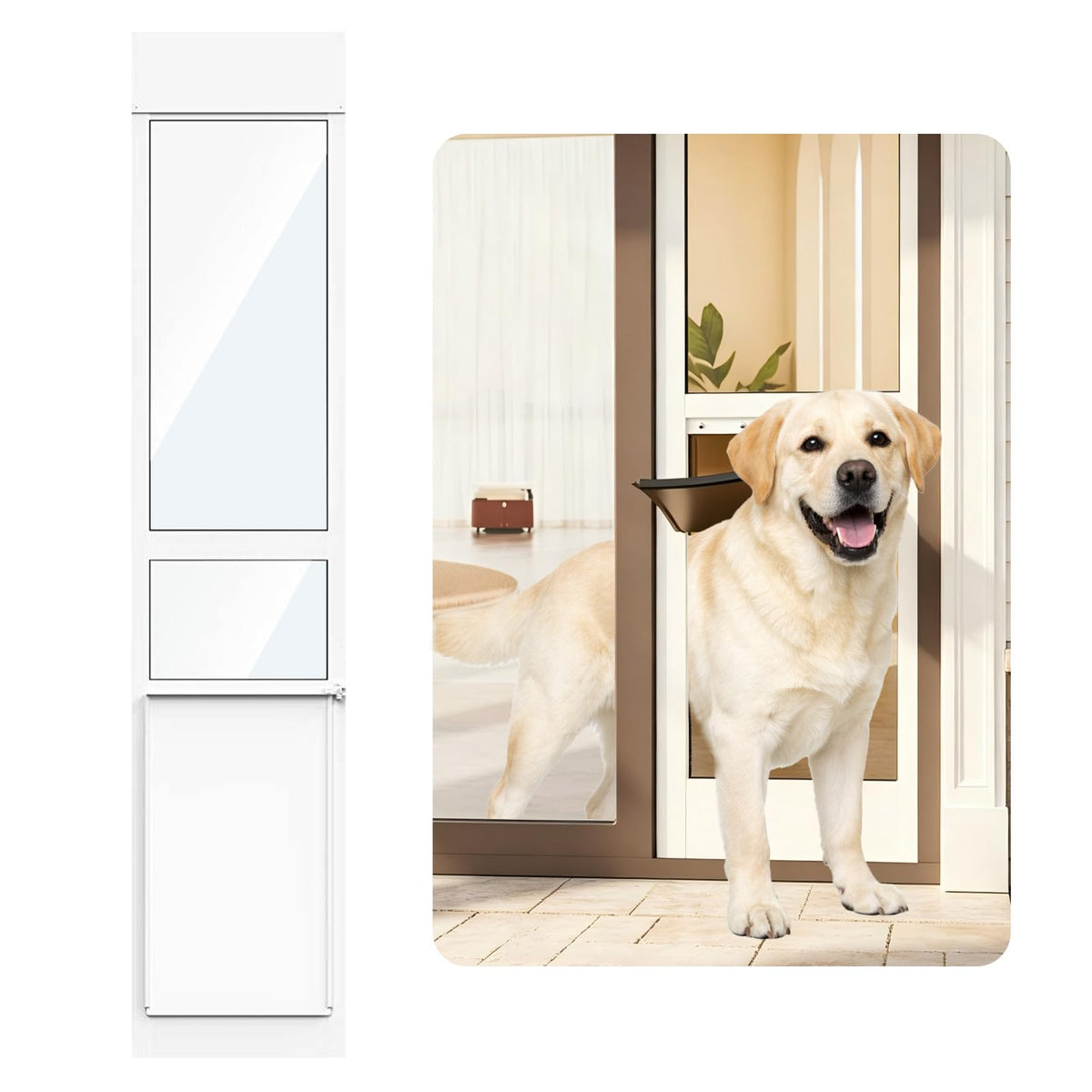 Aluminum Large Dog Door for Sliding Glass Door, White