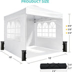 10x10 One Push Pop Up Canopy Tent with Vented Roof, White