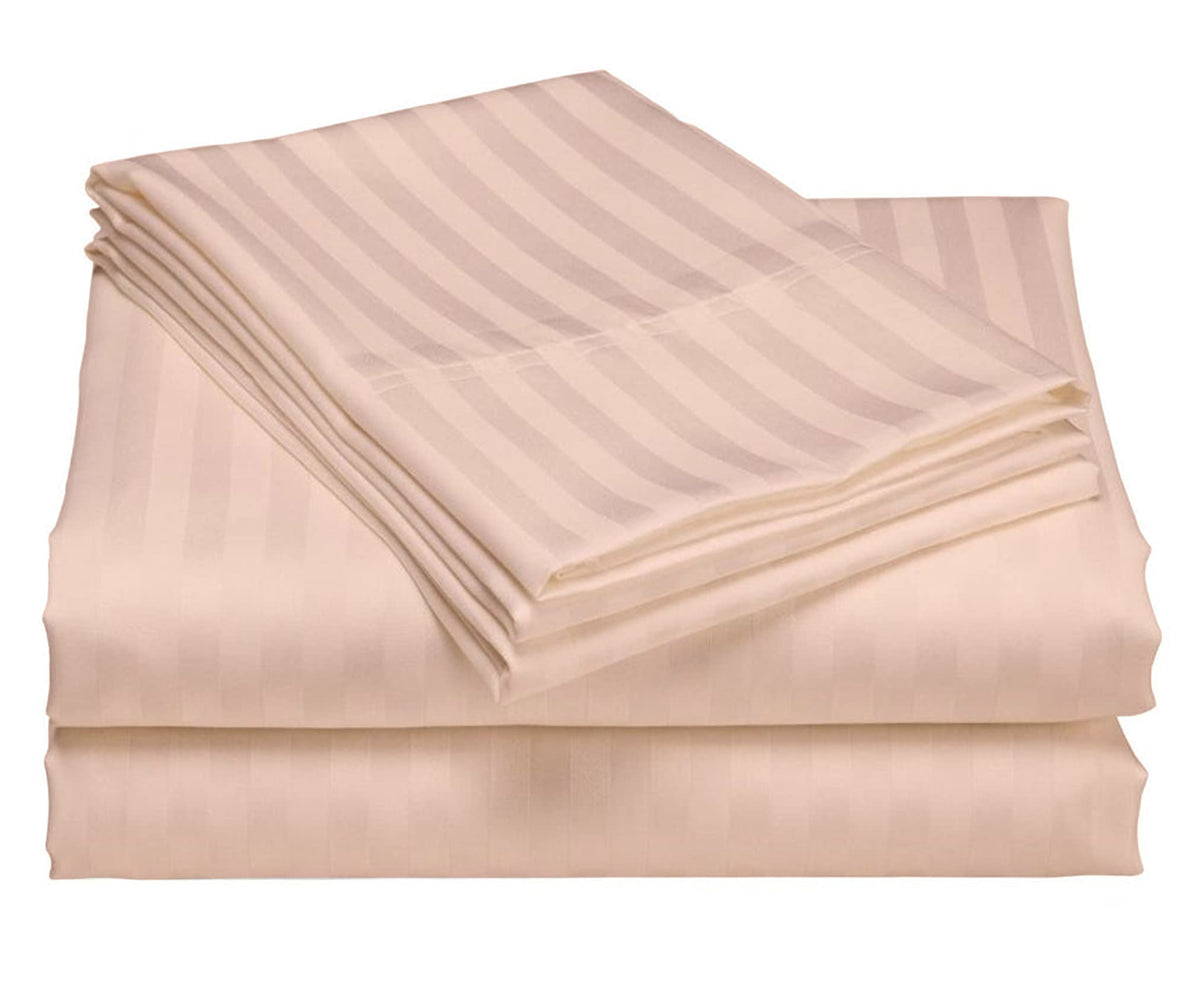 USA RV King Sheet Set in Turquoise Blue Stripe 400 Thread-Count 100% Egyptian Long Staple Cotton, Sateen Weave for Soft and Silky Feel, Breathable 4-Piece Bedsheet, Elasticized 24'' Extra Deep Pocket