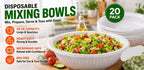 Disposable Plastic Mixing Bowls, 20 Pack, 40 oz Large Heavy Duty Bowls, Microwave Safe, BPA Free, Durable for Mixing, Meal Prep, Salad, Baking & Food Prep (20)