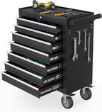 7-Drawer Rolling Tool Chest, Tool Box with 4 Wheels and Drawers, High Capacity Detachable Mobile Tool Storage Cabinet for Garage, Workshop, Mechanics and Repair Room (Black)