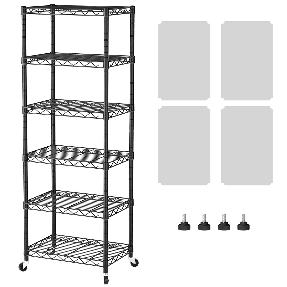 SINGAYE 5 Shelves Storage Wire Shelf Closet Metal Shelving Pantry Wheels