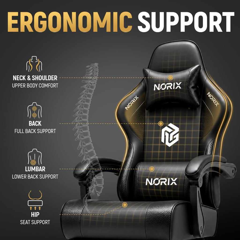 Video Gaming Chair for Adults with Footrest, Ergonomic Computer Chair,Black