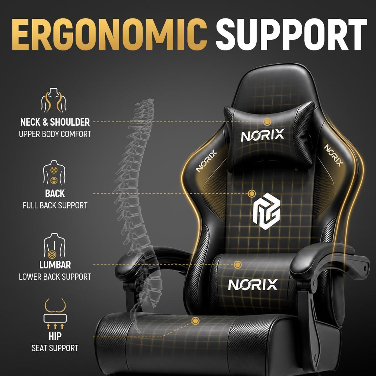 Video Gaming Chair for Adults with Footrest, Ergonomic Computer Chair,Black