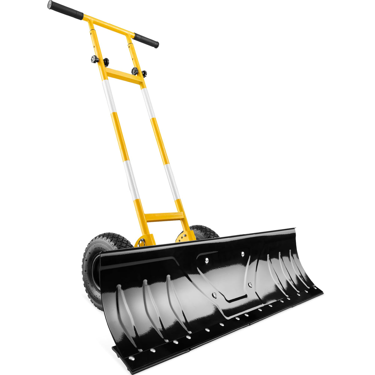 Best Choice Products 36in Galvanized Blade Heavy-Duty 2-Wheel Snow Pusher Hand Plow for Snow Removal w/Wheels, Adjustable Handle, Blade Angle - Black