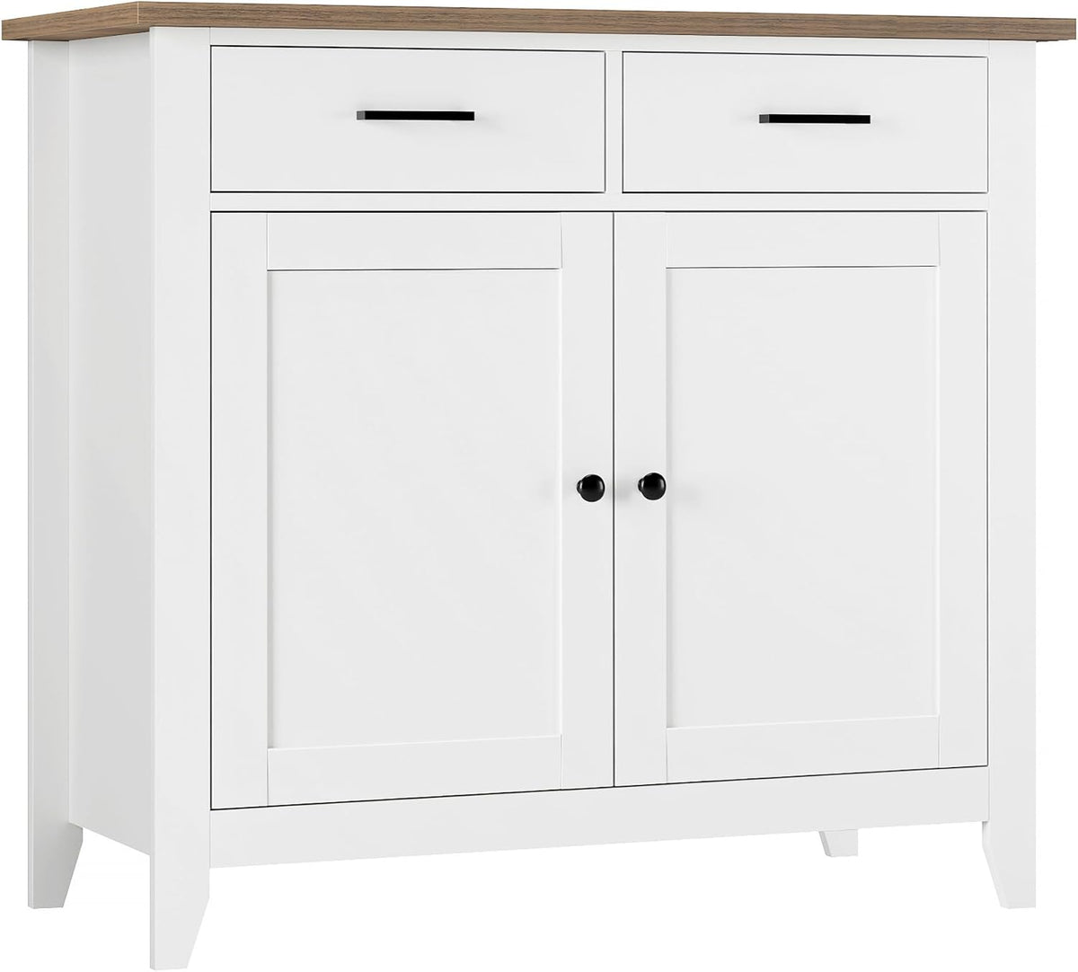 HORSTORS Farmhouse Kitchen Storage Cabinet, Small Buffet, Coffee Bar, White