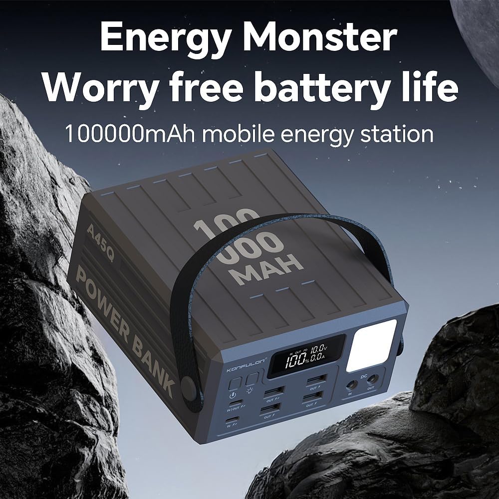 High Capacity Power Bank 100000mAh Fast Charging 22.5W PD 20W Portable USB C Battery Packs with 7 Outputs & LCD Display Battery Bank for iPhone, Samsung, iPad ,Macbook & Outdoors Camping (GREY)