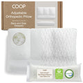 Coop Home Goods Adjustable Orthopedic Pillow Queen, Ergonomic Cervical Neck Support, Memory Foam Pillows for Side & Back Sleepers, Breathable, Washable Cover, GREENGUARD & CertiPUR-US Certified