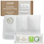 Coop Home Goods Adjustable Orthopedic Pillow Queen, Ergonomic Cervical Neck Support, Memory Foam Pillows for Side & Back Sleepers, Breathable, Washable Cover, GREENGUARD & CertiPUR-US Certified