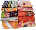 Handmade Vintage Kantha Quilt 3-Layer Cotton Blanket, Bohemian Kantha Throw, Reversible Patchwork Gudari Blanket for Bed, Couch, Sofa (54 x 84 1pices)