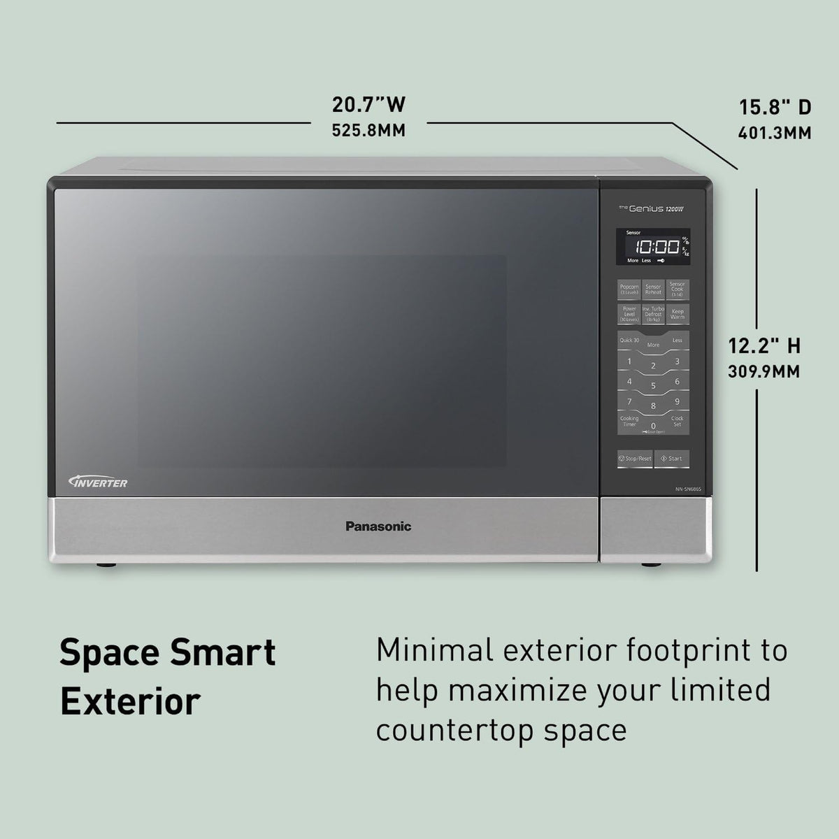 Panasonic Microwave Oven NN-SN686S Stainless Steel Countertop/Built-In with Inverter Technology and Genius Sensor, 1.2 Cubic Foot, 1200W