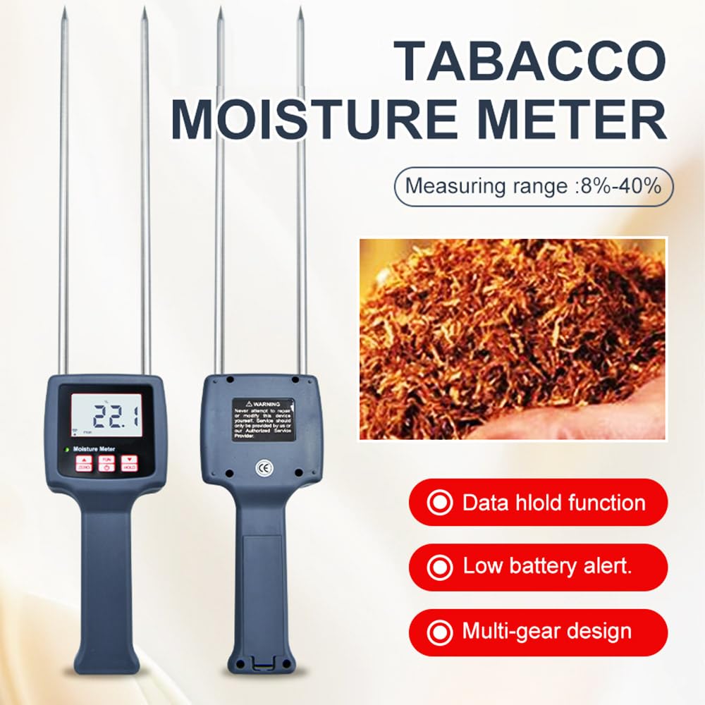 Digital Tobacco Moisture Meter Tester with LCD Display Measuring Range 8% to 40% Resolution 0.1 Accuracy ± 0.5% n