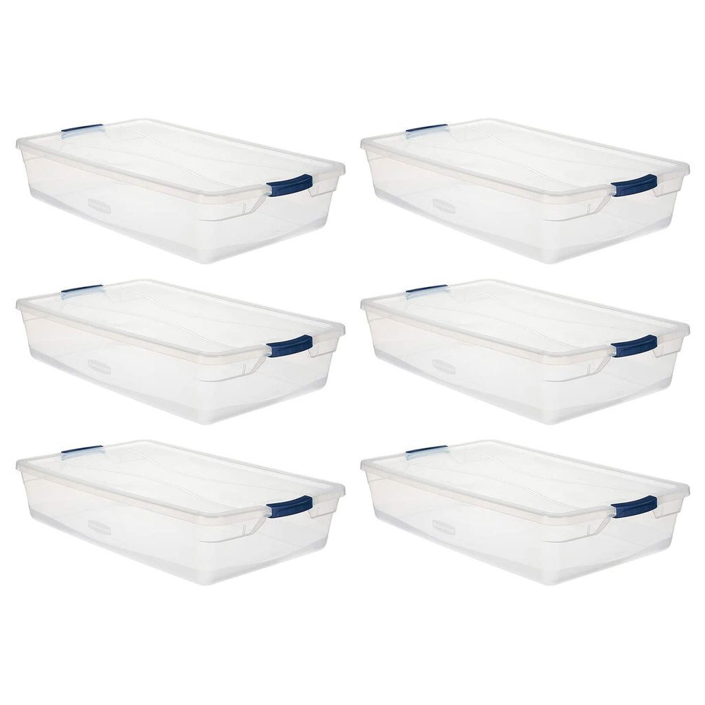 Rubbermaid Cleverstore Clear 32 Qt, 6 Pack Stackable Plastic Storage Bins with Lids, Great for Closet and Laundry Storage, Organizing in the Home