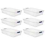 Rubbermaid Cleverstore Clear 32 Qt, 6 Pack Stackable Plastic Storage Bins with Lids, Great for Closet and Laundry Storage, Organizing in the Home