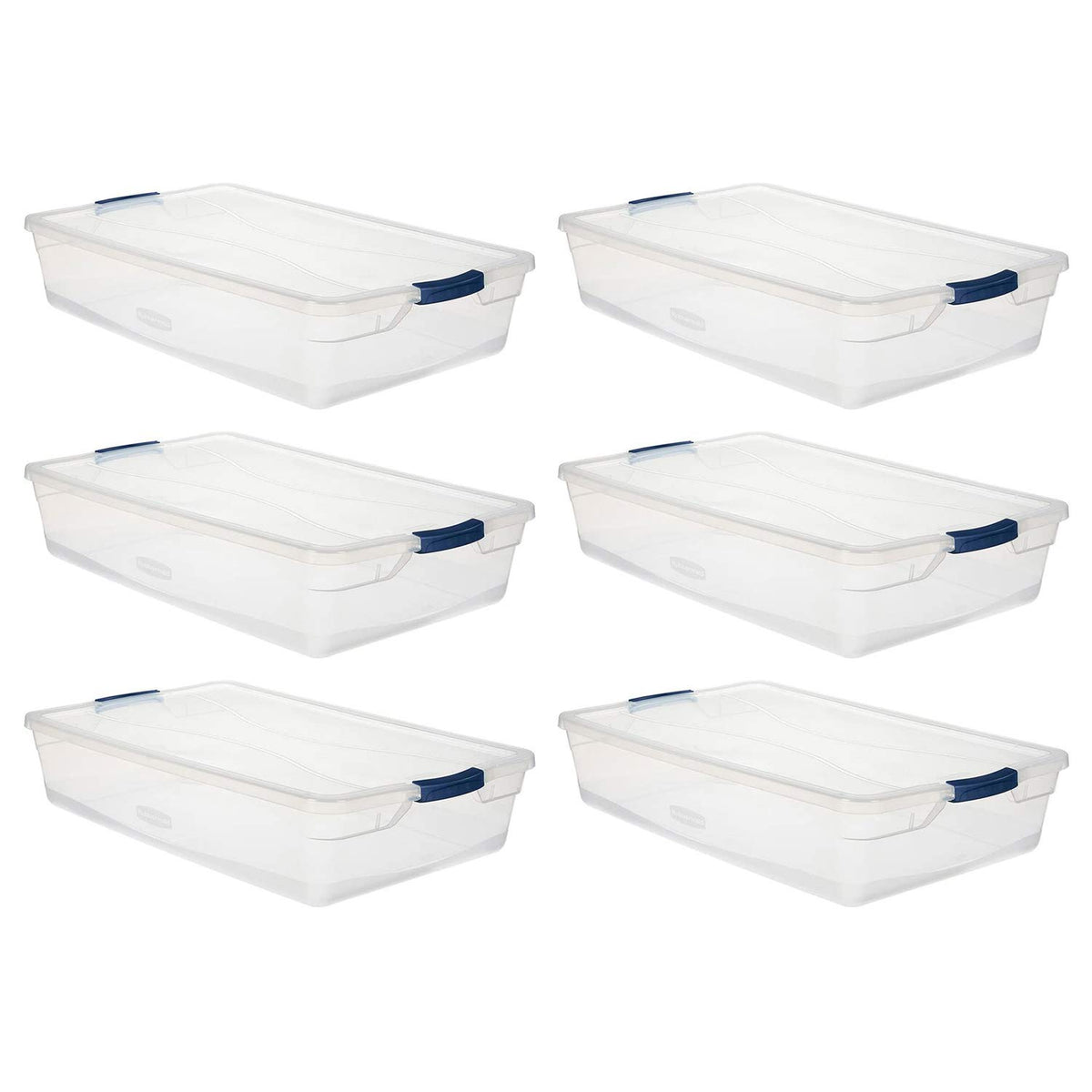Rubbermaid Cleverstore Clear 32 Qt, 6 Pack Stackable Plastic Storage Bins with Lids, Great for Closet and Laundry Storage, Organizing in the Home