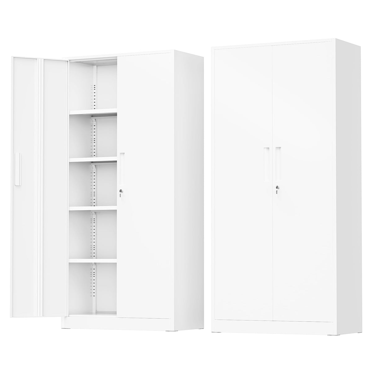 Greenvelly Metal Garage Storage Cabinet with 4 Swivel Wheels, 73" Black Storage Cabinet on Wheels, Rolling Tool Cabinet with Locking Doors and Shelves for Garage, Basement, Home, Warehouse