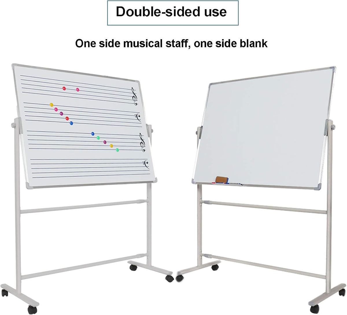 Teaching Blackboard Whiteboard Double Sided Music Staff Creation Teaching Dry Erase Board Angle Height Adjustable for Home School (90X120CM) (90X120CM)