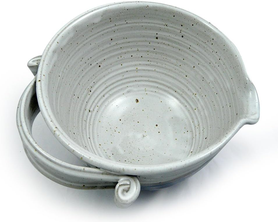 Stoneware Pottery Batter Bowls, 3-Piece Nesting Set, French Blue Glaze
