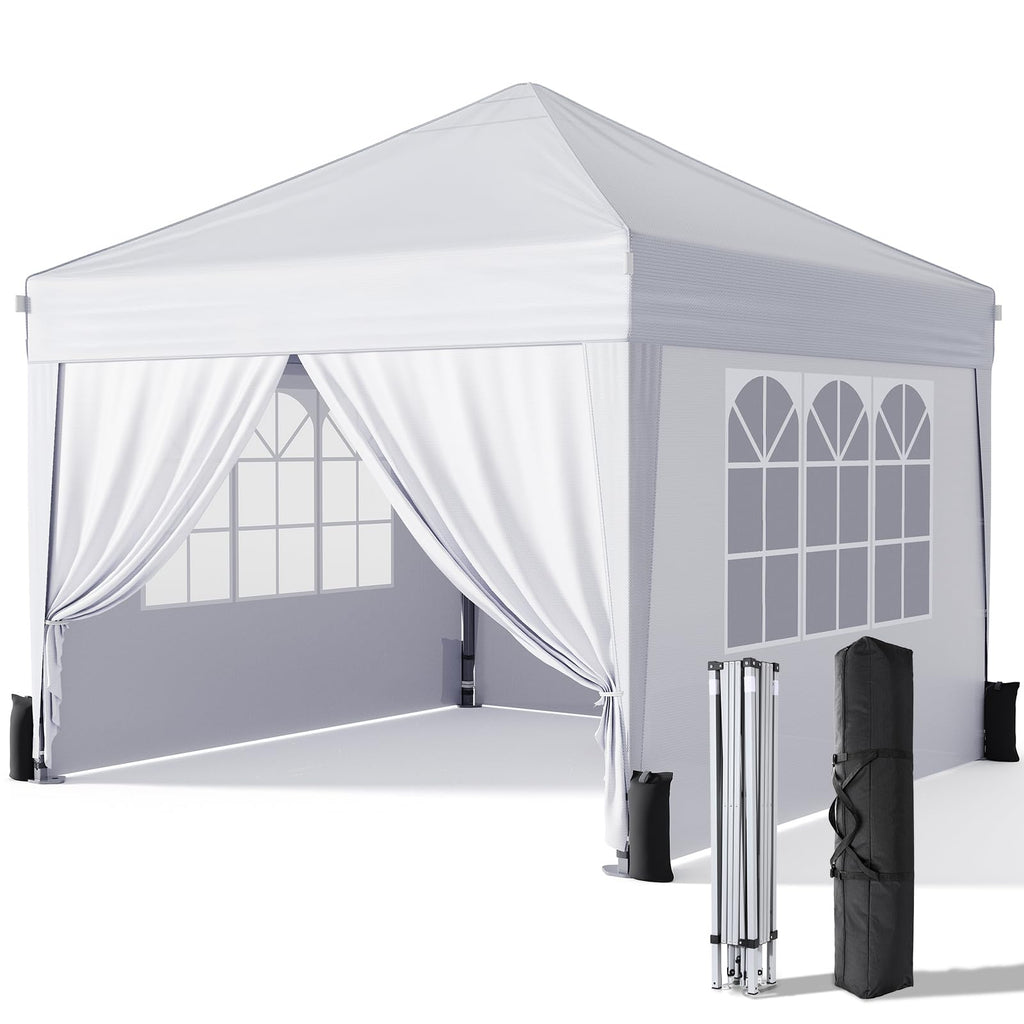 Driftalia 10x10 Pop Up Canopy Tent with Sidewalls, One-Push Instant Setup