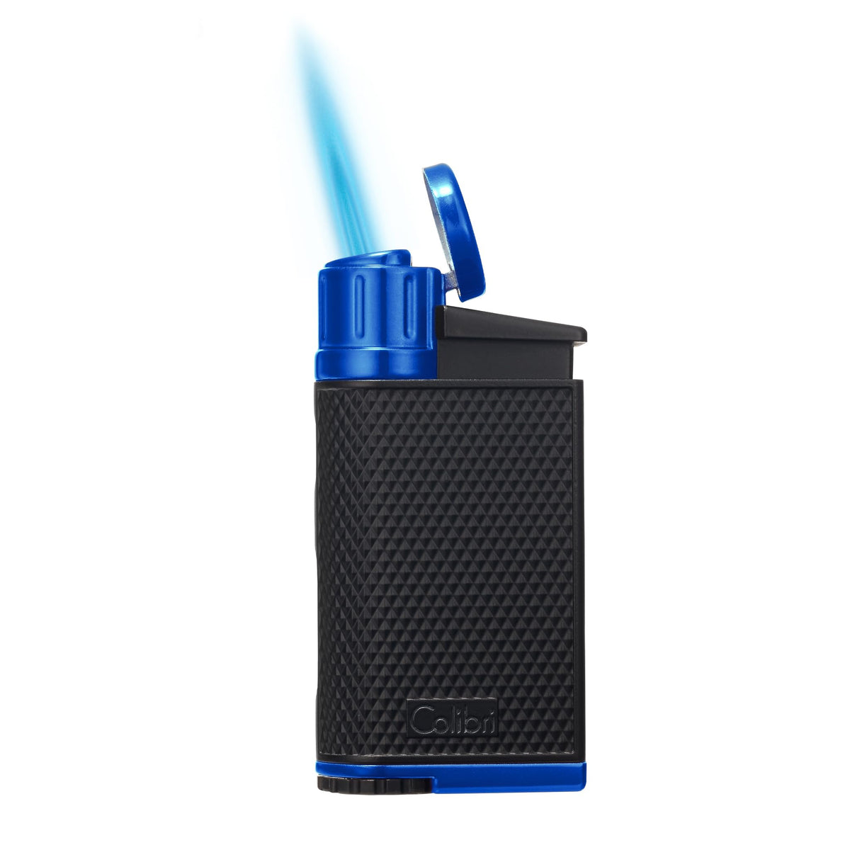Colibri EVO Angled Single Jet Flame Refillable Butane Torch Lighter, Windproof, User-Friendly with Pachmayr Grip, Blue Fuel Window and Adjustable Flame - Sleek Design (Blue)