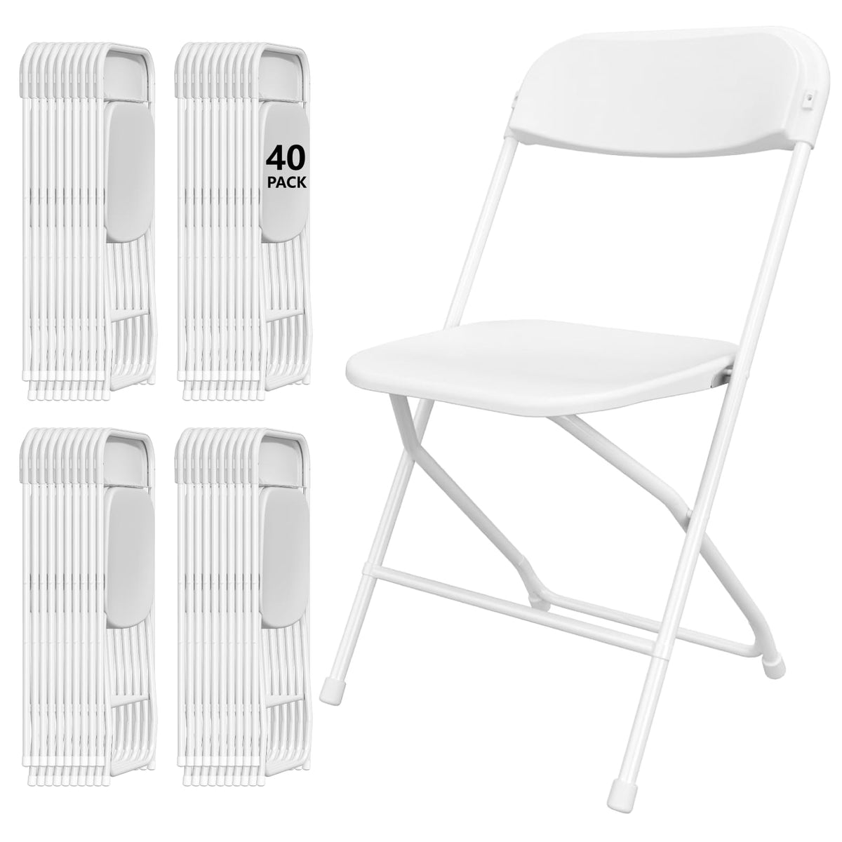 10 Pack White Folding Chairs for School Events Wedding Party Picnic