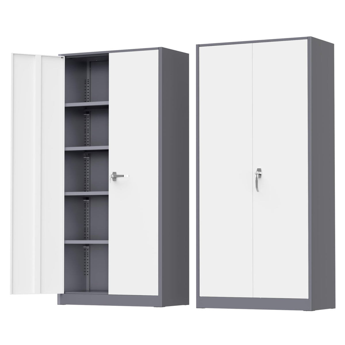 Greenvelly Metal Garage Storage Cabinet with 4 Swivel Wheels, 73" Black Storage Cabinet on Wheels, Rolling Tool Cabinet with Locking Doors and Shelves for Garage, Basement, Home, Warehouse