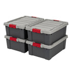 IRIS USA 6-Pack 20 Gal Heavy Duty Lockable Storage Totes with Lids, Black