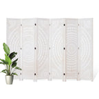 66.9Inch Folding Room Divider, 6 Panels Wood Carved Privacy Screens Free Assembled Freestanding Partition for Bedroom Home Office (Brown)