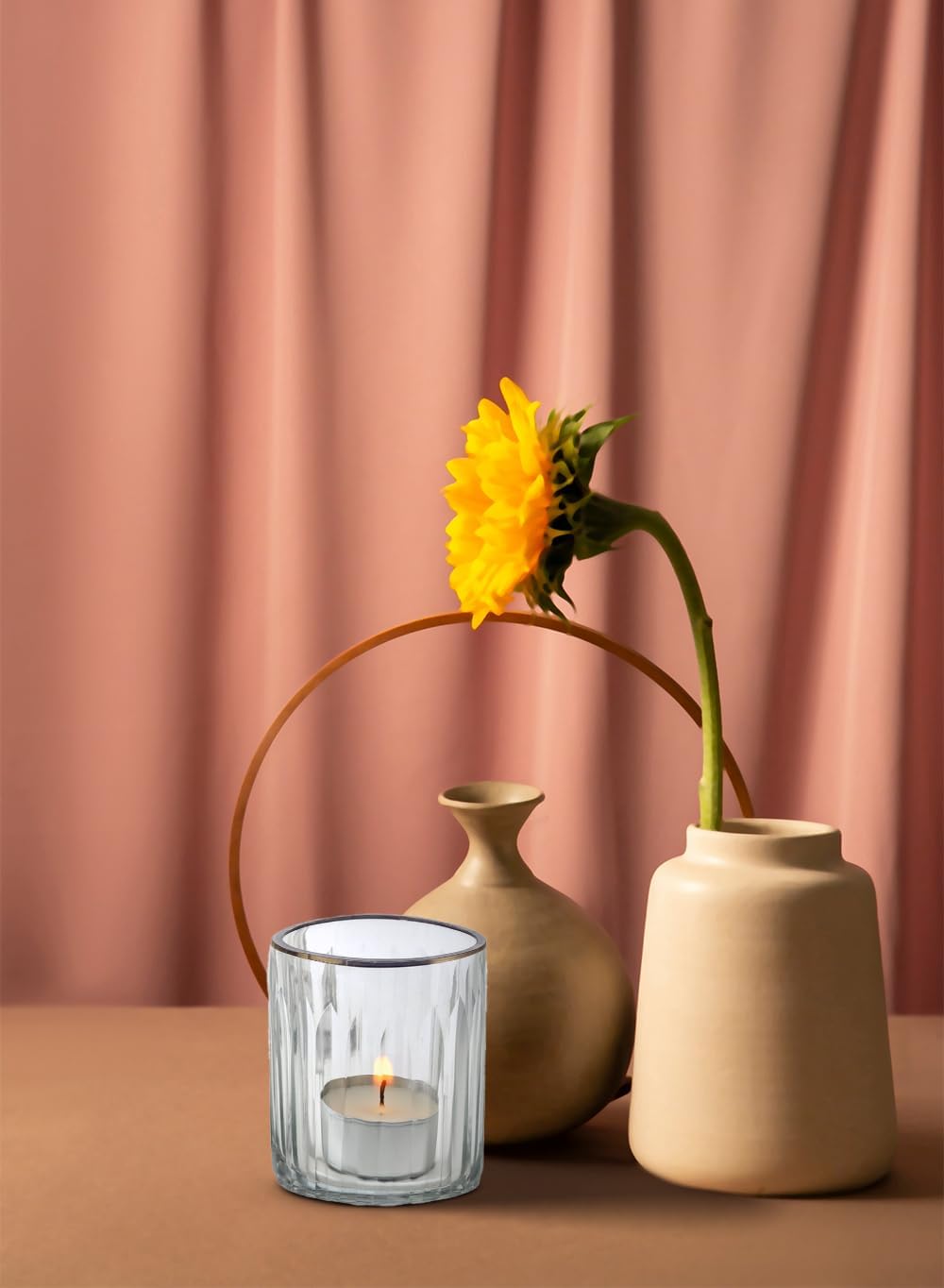 Serene Spaces Living Set of 32 Etched Stripes Glass Votive Holders with Gold Rim, Ideal for Wedding Decorations, Parties, Events, Measures 3" Tall and 2.5" Diameter