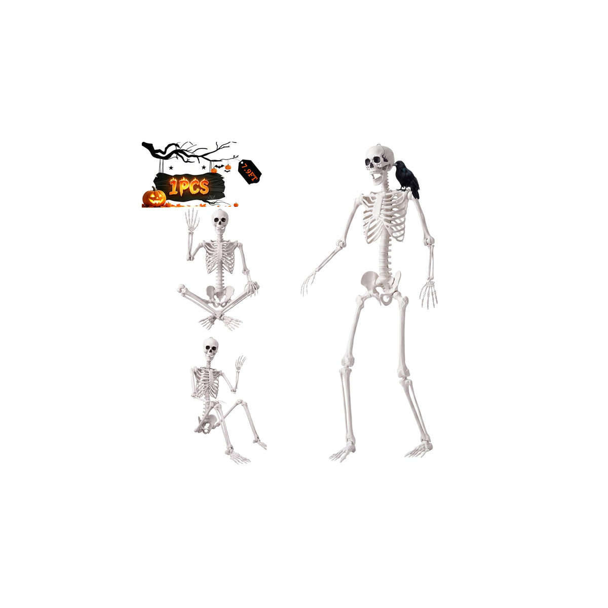 7.9FT/240CM Halloween Giant Oversized Human Skeleton, Tall Outdoor Skeleton