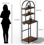 Arched Metal Mini Fridge Stand with Power Outlet and Wheels, Black