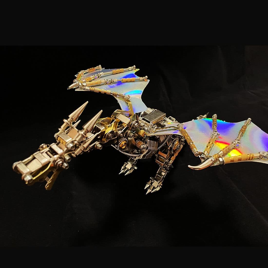 3D Metal Puzzle Dragon Model Kit, 600PCS DIY Assemble Steampunk Mechanical Flying Dragon Model with Interchangeable Wings, Creative Handcrafted Metal Art Craft Desktop Display & Decoration for Adults
