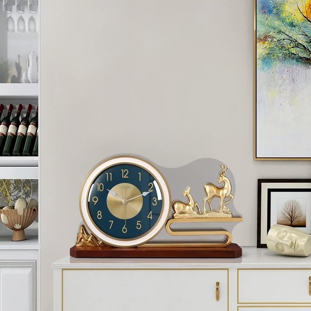 Clock Desk Modern Light Luxury Desk Clock Home Fashion Desktop Decoration Ornaments Living Room Study Double Deer Furnishings Digital Desk Clock