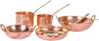 Pure cooper Cookware Set 10 Piece Set with Serving Spoon (Copper Sauce Pan Set | Copper Kadhai Set | Fry Pan) with Brass Handle for Cooking Purpose