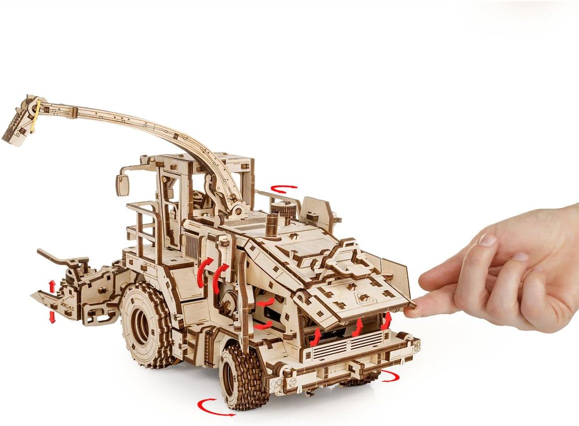 3D FS80 Forage Harvester Model Kit, Wood Model Building Set, Educational STEM Model, Engineering Puzzle for Adults & Teens 580PCS