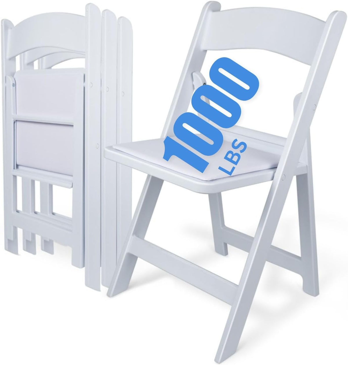 White 4 PCS Lightweight Resin Folding Chairs with Padding Unleash Comfort Foldable Chair and Durability, Commercial-Grade 1000 lbs Capacity-Stackable Chairs for Upscale Events