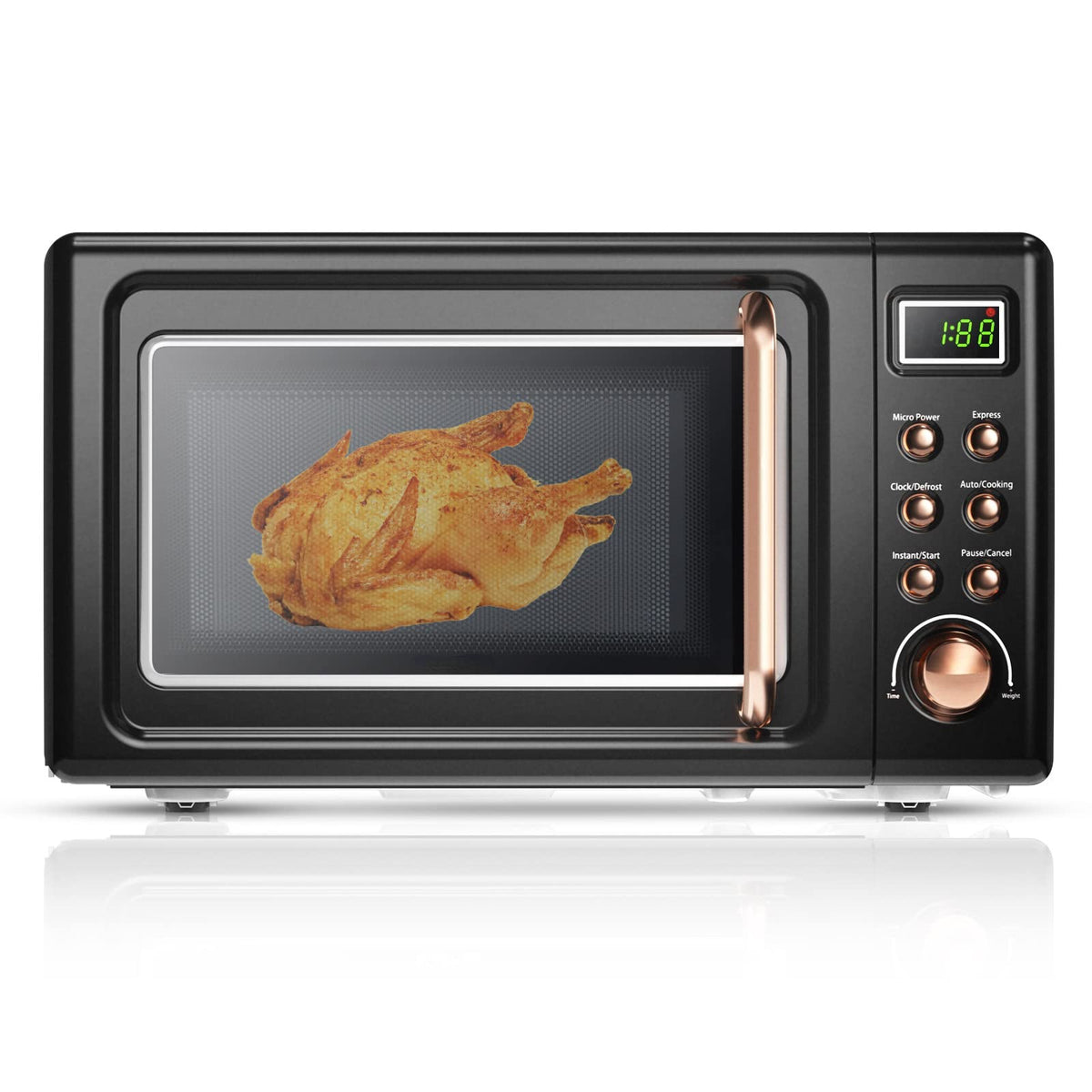 MAT EXPERT 0.7 Cu.ft Compact Microwave Oven, Digital Timing & Child Lock, Small Microwave w/Glass Turntable & 6 Preset Buttons, Delayed Start Function, 700W Mini Microwave w/5 Micro Power (Green)
