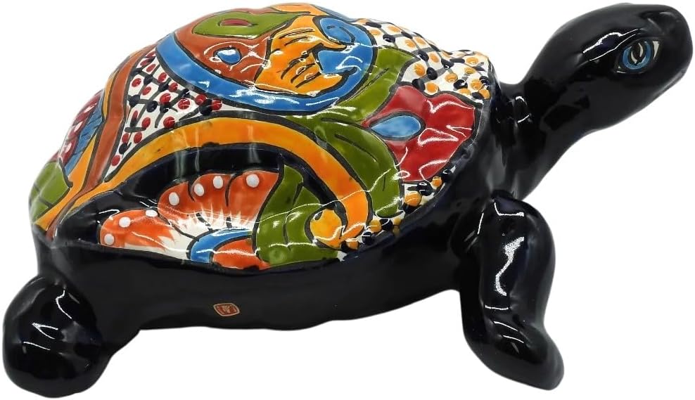 Galapagos Turtle Hand Painted Indoor Outdoor Multi Colored Figure Glazed