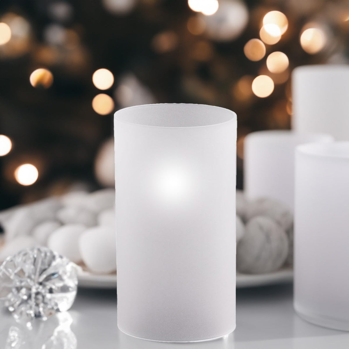 WGVI Hurricane Candle Holder Sleeve, W: 3", Ht: 6", Frosted Glass Cylinder Open Both Ends, Chimney Tube Shade, 24 Piece