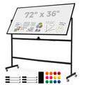Double-Sided Mobile Whiteboard on Wheels, 72" x 36" Large Dry Erase Board with Stand & Aluminum Alloy Frame, Rolling Magnetic Standing Whiteboard for Office & Classroom (Black)