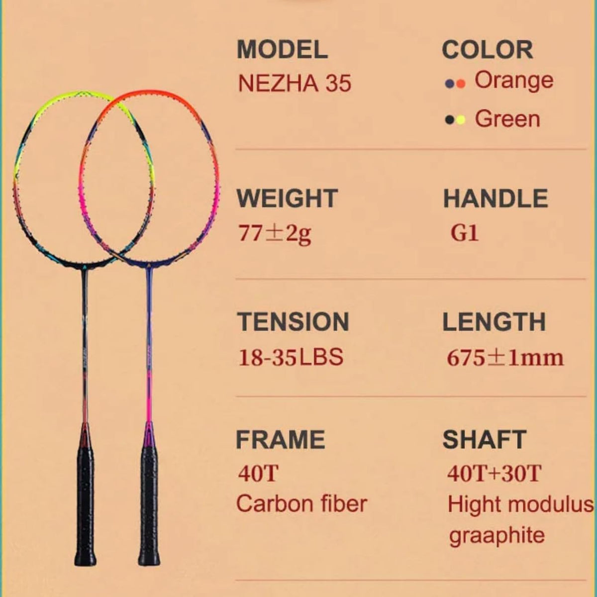 Kawasaki Professional Badminton Racket 35lbs High Tension 5U Ultra-Light 40T High Modulus Graphite Attack Type Lightweight Racket NEZHA 35