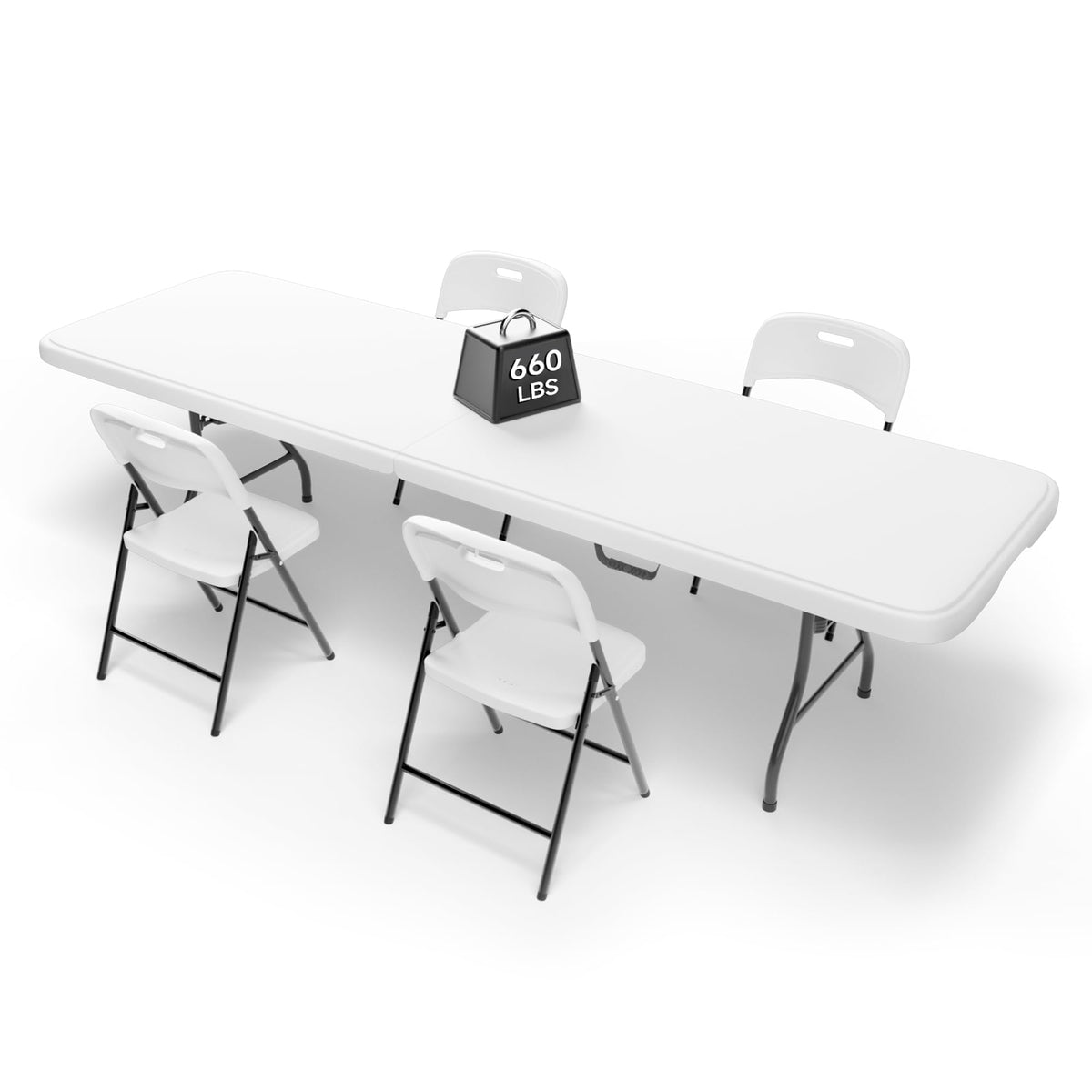 Portable 6-Piece Folding Table and Chairs Set – Heavy-Duty 6ft Camping & Party Furniture for Indoor/Outdoor Events (All-Weather, Black)