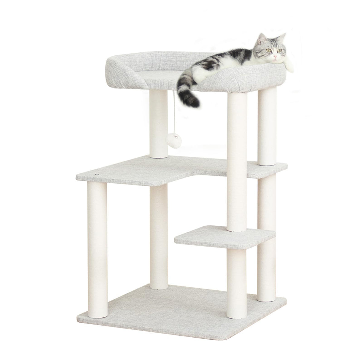 37.5" Cat Tree Tower for Large & Senior Cats, Low-Step Design