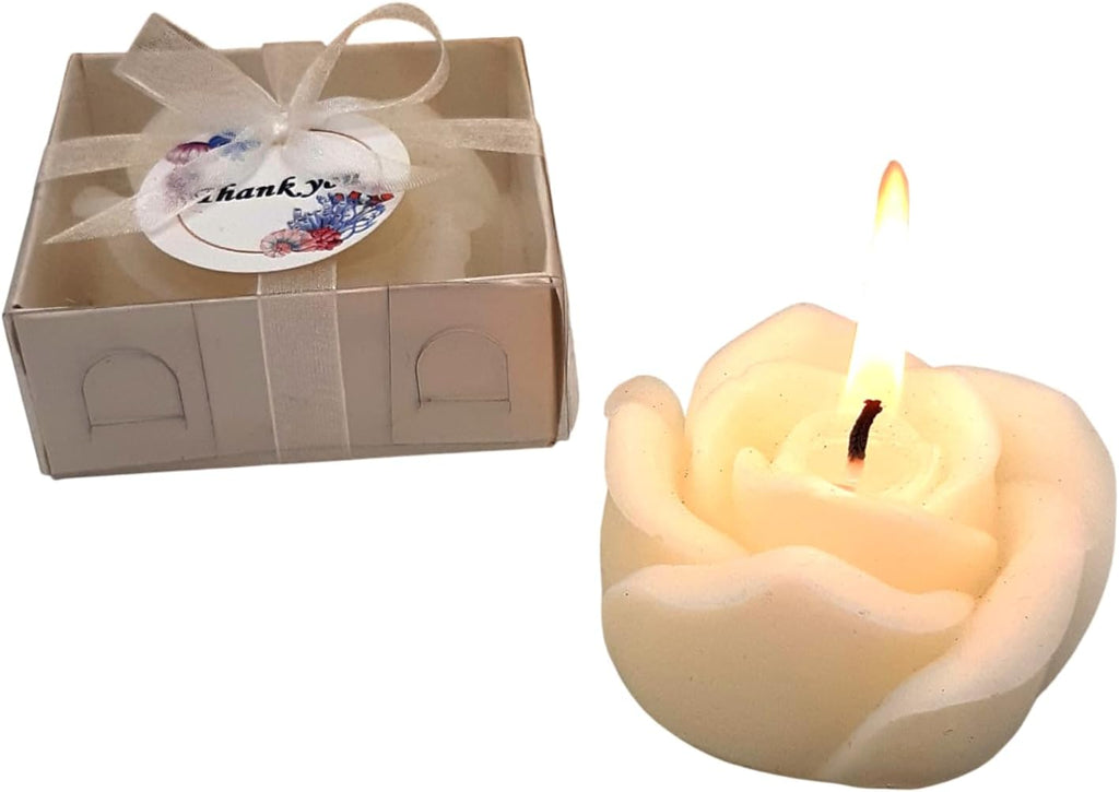 White Red Rose Shaped Scented Candle Favors with Scented, favors Bridal and Baby Showers, Birthday Parties, Wedding Decorations (White, set of 150)