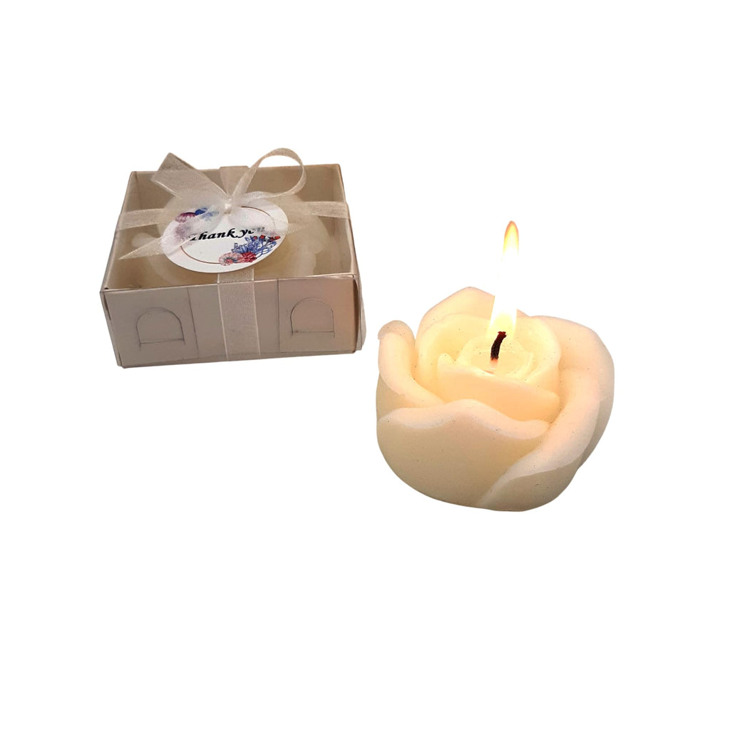 White Red Rose Shaped Scented Candle Favors with Scented, favors Bridal and Baby Showers, Birthday Parties, Wedding Decorations (White, set of 150)