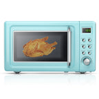 MAT EXPERT 0.7 Cu.ft Compact Microwave Oven, Digital Timing & Child Lock, Small Microwave w/Glass Turntable & 6 Preset Buttons, Delayed Start Function, 700W Mini Microwave w/5 Micro Power (Green)