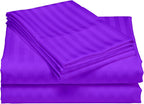 USA RV King Sheet Set in Purple Stripe 400 Thread-Count 100% Egyptian Long Staple Cotton, Sateen Weave for Soft and Silky Feel, Breathable 4-Piece Bedsheet, Elasticized 24'' Extra Deep Pocket